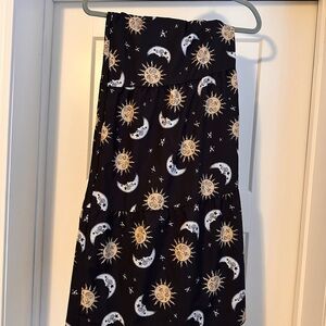 SHEIN Black Maxi Skirt with Gold Celestial Design